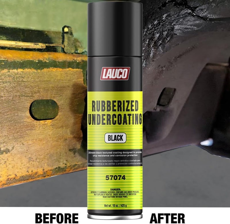 LAUCO Rubberized Undercoating Black Aerosol Spray – 15 Oz Can, Protective Coating for Metal, Plastic & Vehicle Undercarriage – Sound Deadener & Rust Protection (57074) - Image 4